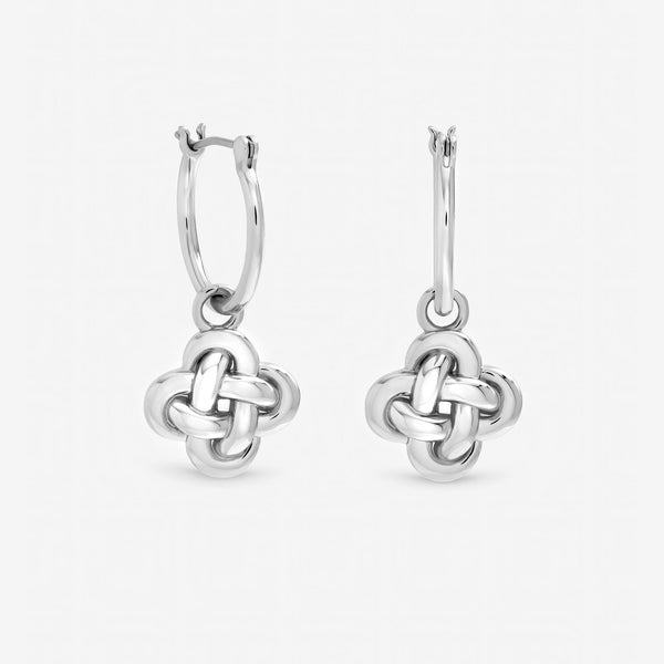 Inicio Silver Plated Polished Knotted Clover Huggie Earrings - Gift Pouch