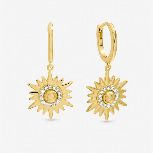 Inicio Gold Plated and Pave Star Huggie Earrings - Gift Pouch