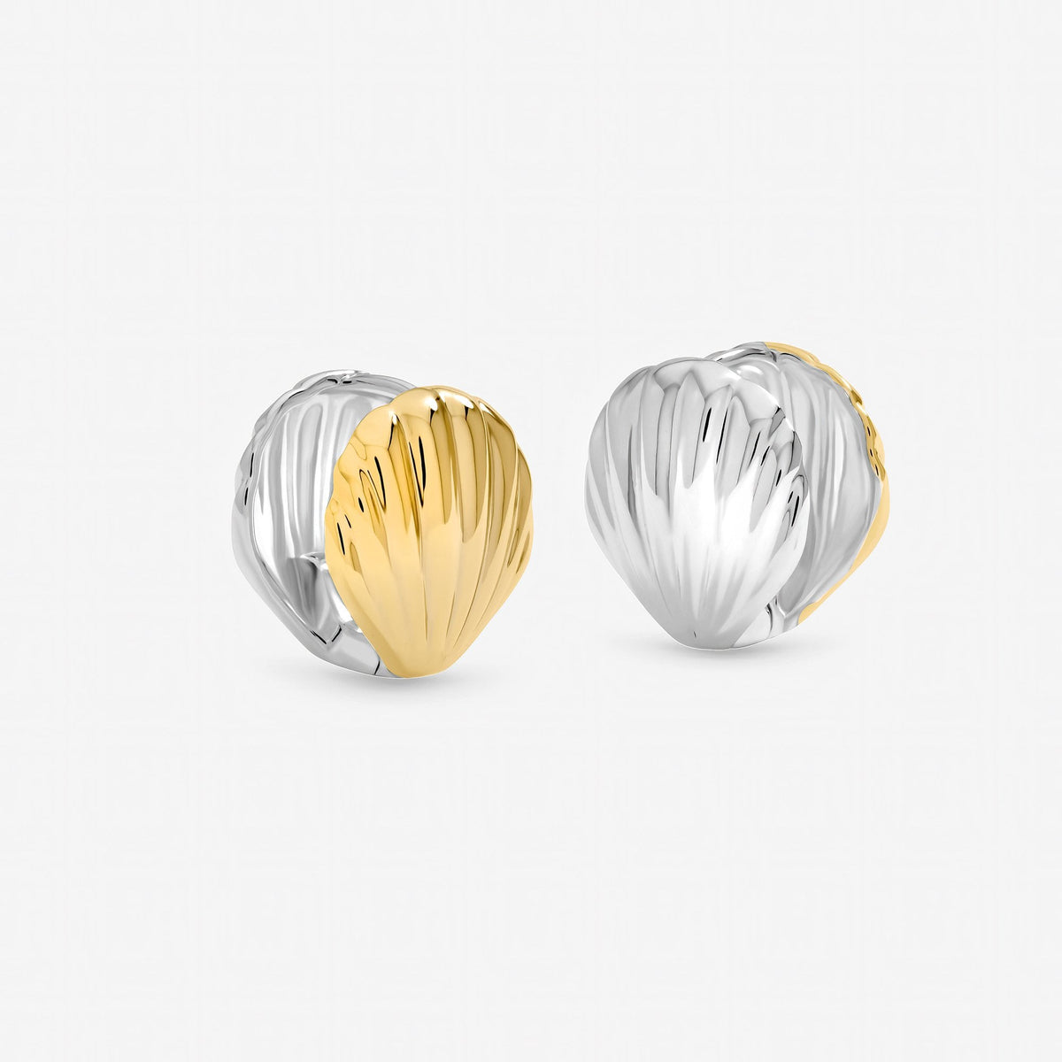 Inicio Two Tone Large Shell Hoop Earrings - Gift Pouch