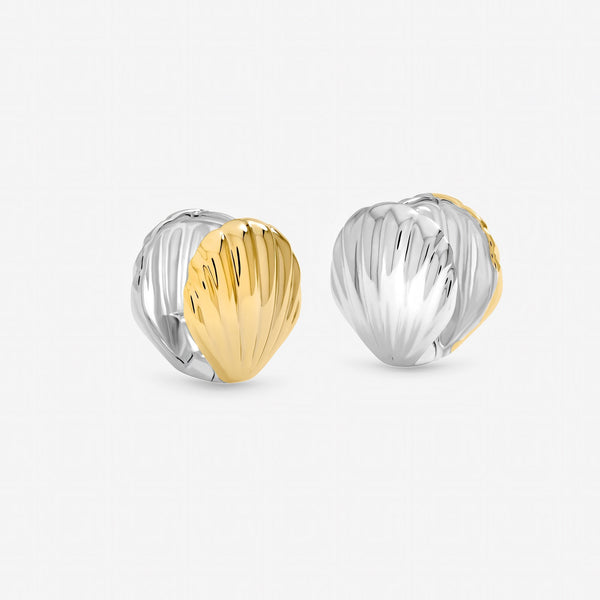 Inicio Two Tone Large Shell Hoop Earrings - Gift Pouch