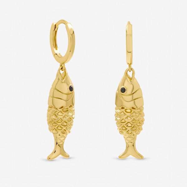 Inicio Gold Plated Fish Drop Earrings - Gift Pouch