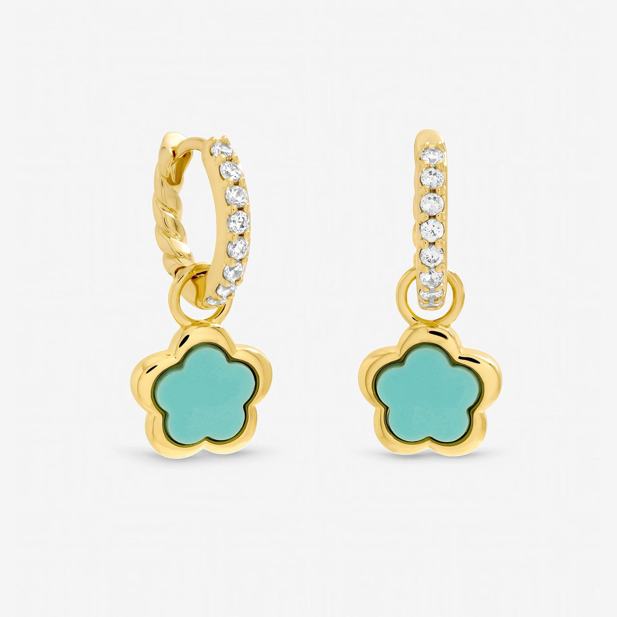 Inicio Gold Plated and Blue Flower Earrings - Gift Pouch