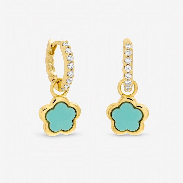 Inicio Gold Plated and Blue Flower Earrings - Gift Pouch