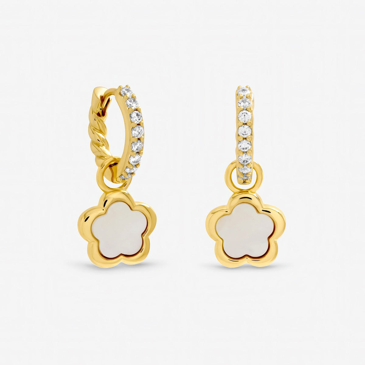 Inicio Gold Plated and Mother of Pearl Flower Earrings - Gift Pouch