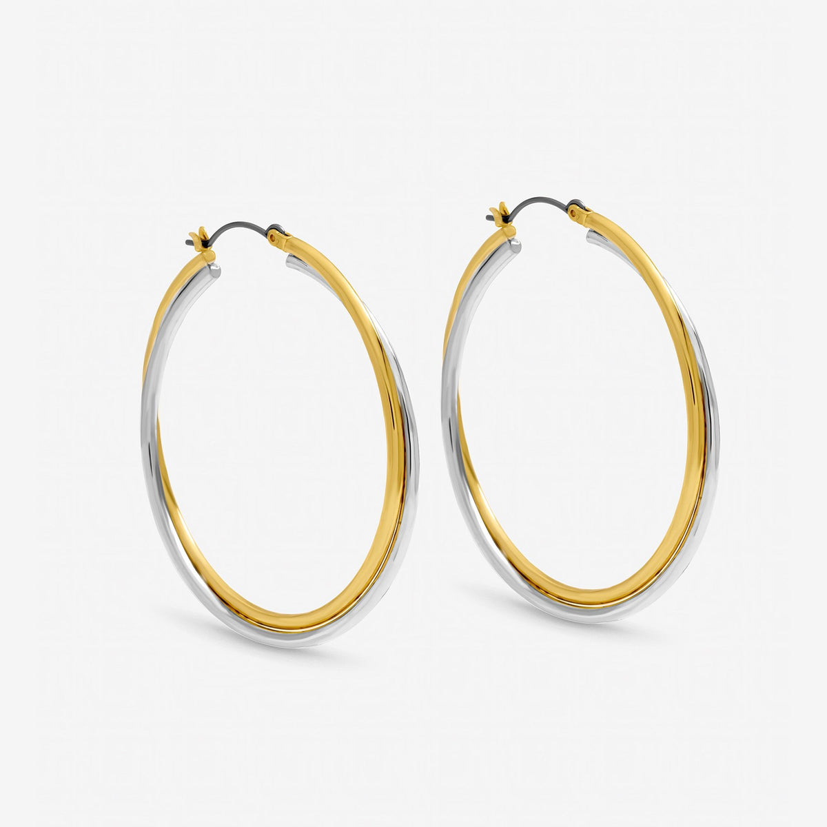 Inicio Two Tone Large Hoop Earrings - Gift Pouch