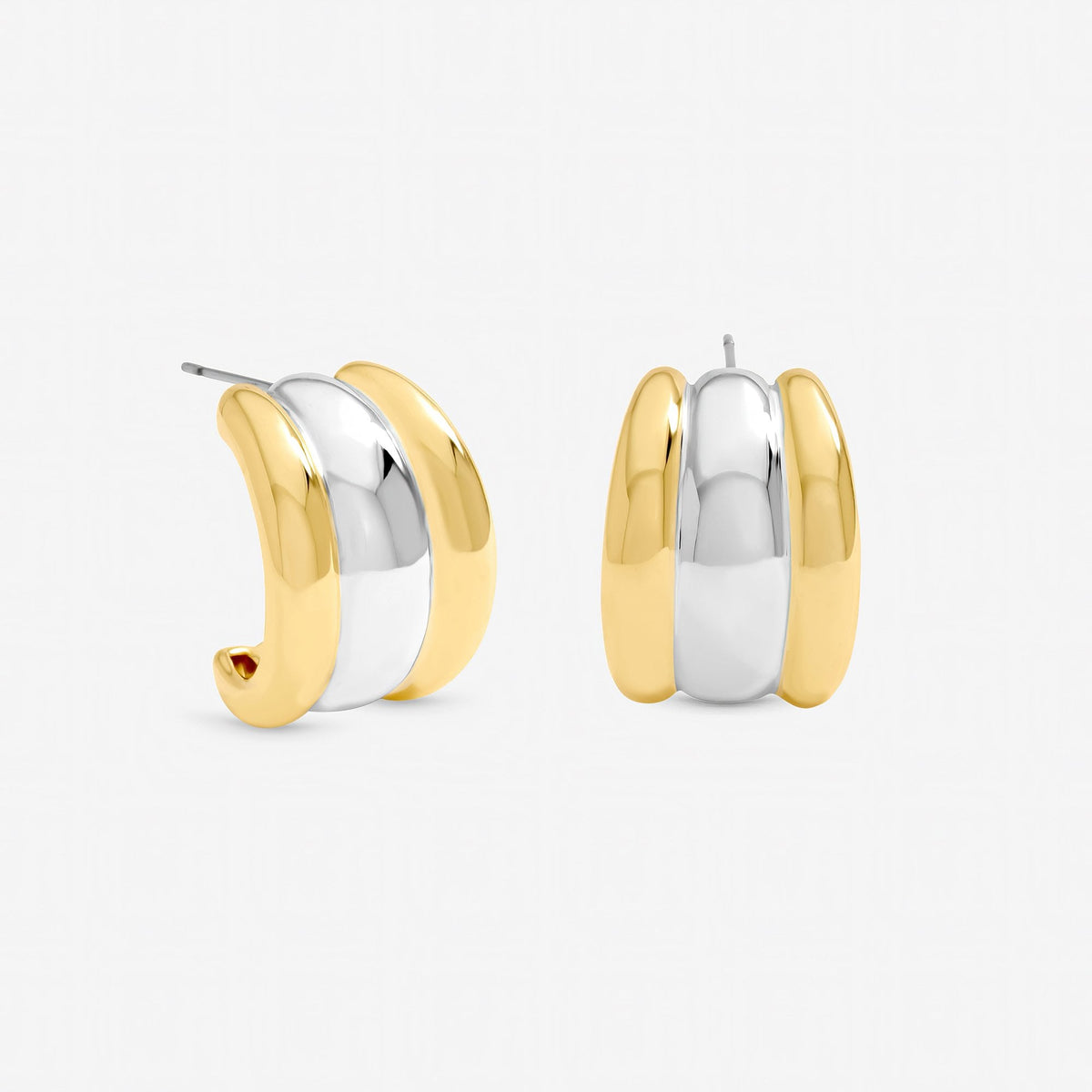 Inicio Two Tone Tripple Row Hoop Earrings - Gift Pouch