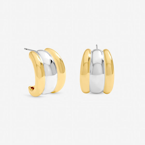 Inicio Two Tone Tripple Row Hoop Earrings - Gift Pouch