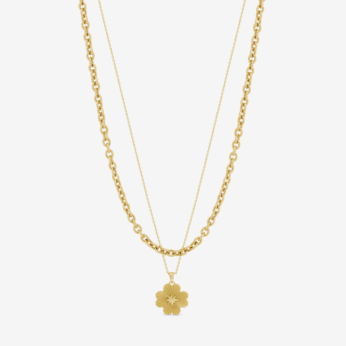 Inicio Gold Plated Diamond Cut Clover Double row Pendant - Gift Pouch