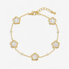 Inicio Gold Plated and Mother of Pearl Flower Station Bracelet - Gift Pouch