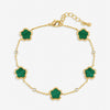 Inicio Gold Plated and Malachite Flower Station Bracelet - Gift Pouch