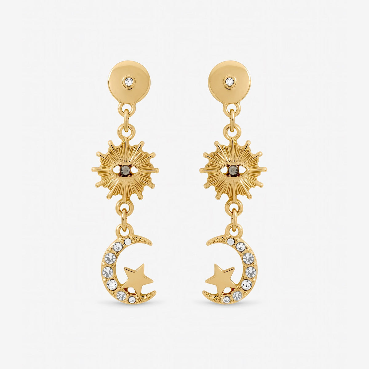 Mood Gold Plated Evil Eye Celestial Earrings