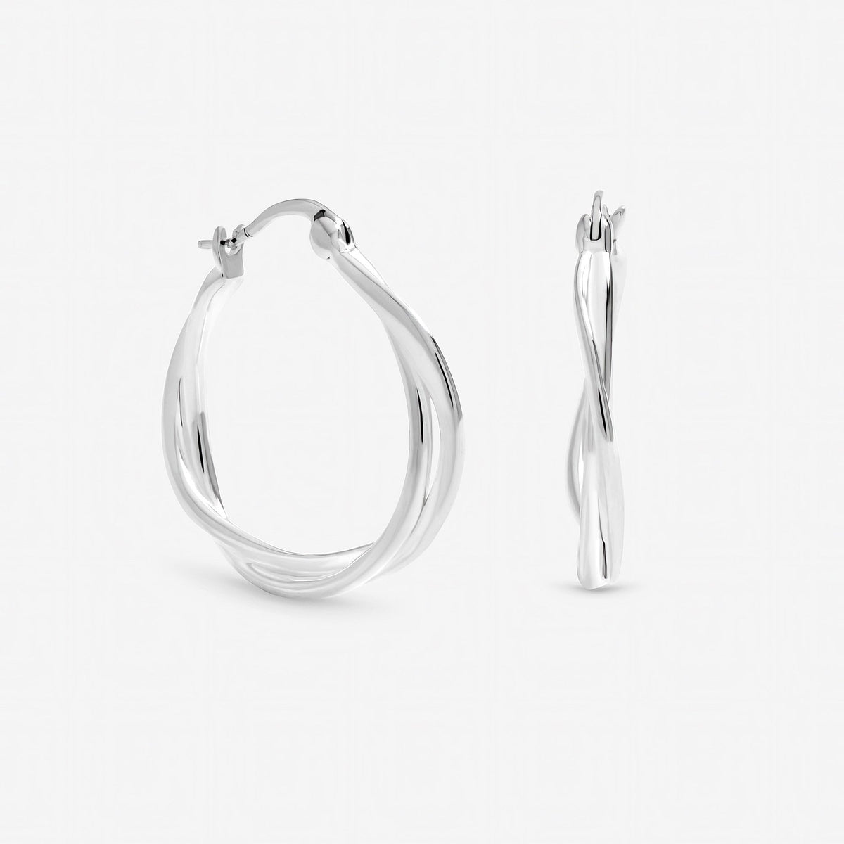 Inicio Sterling Silver Polished Twist Hoop Earrings