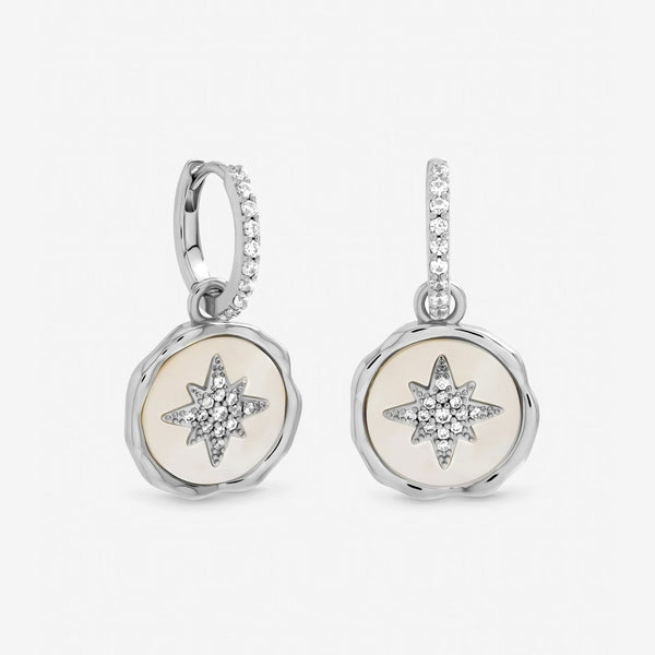 Inicio Sterling Silver Mother of Pearl Celestial Charm Hoops