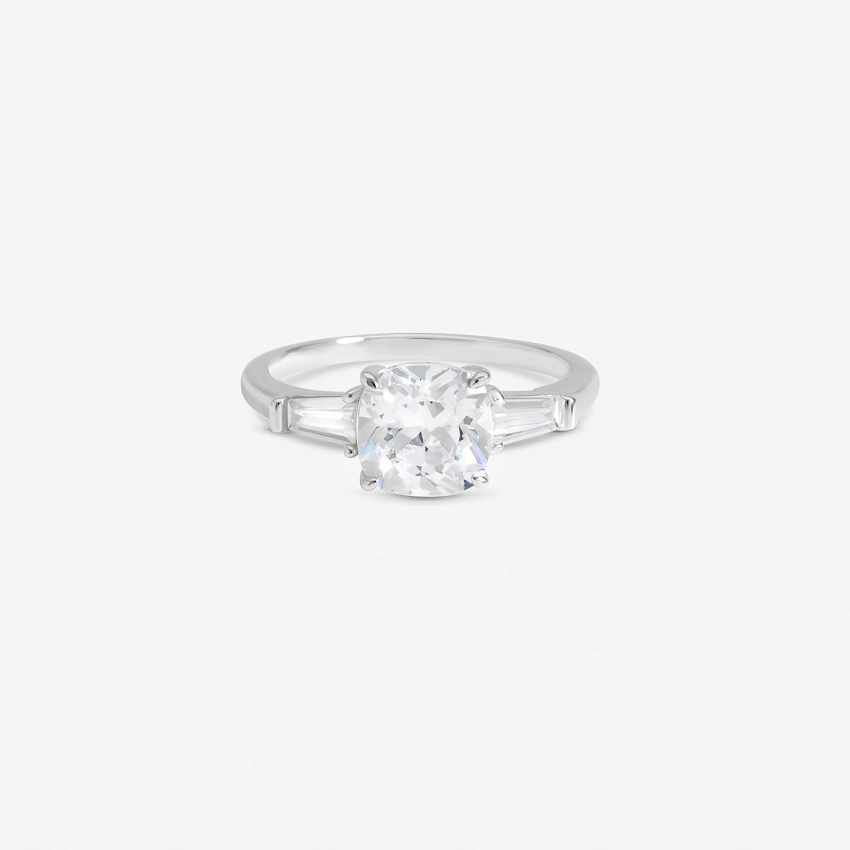 Inicio Sterling Silver Cubic Zirconia Trilogy Engagement Ring - Gift Pouch