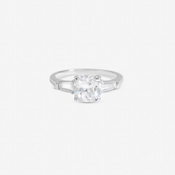 Inicio Sterling Silver Cubic Zirconia Trilogy Engagement Ring - Gift Pouch
