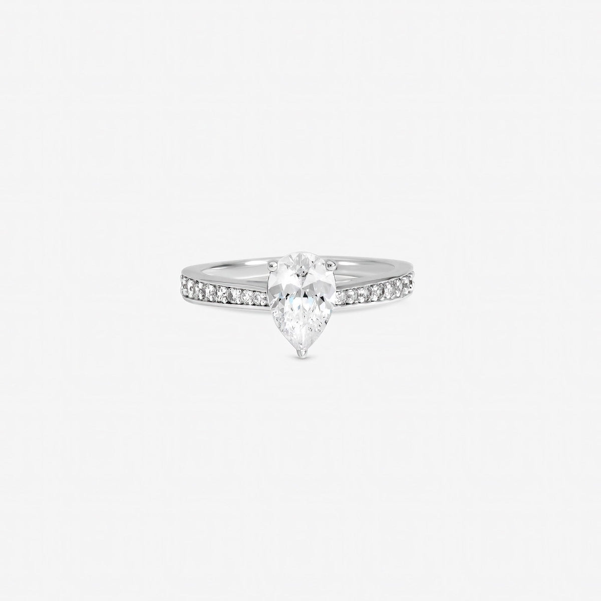 Inicio Sterling Silver Cubic Zirconia Pear Engagement Ring - Gift Pouch