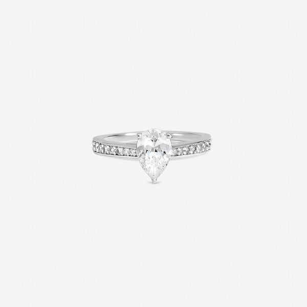 Inicio Sterling Silver Cubic Zirconia Pear Engagement Ring - Gift Pouch