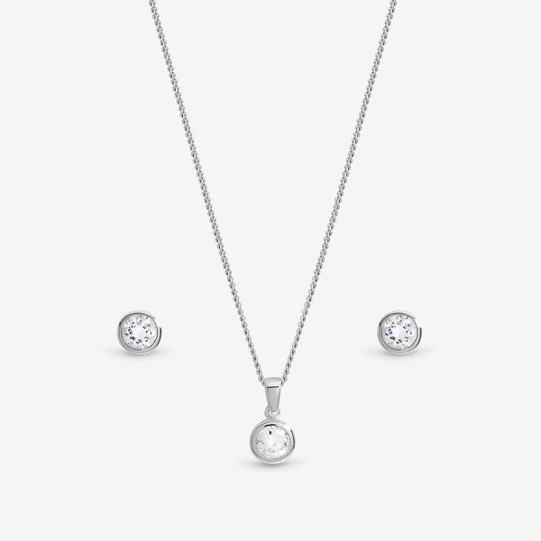 Inicio Sterling Silver Cubic Zirconia Bezel Set - Gift Box