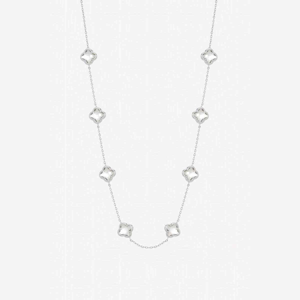 Inicio Sterling Silver Crystal Clover Necklace - Gift Pouch