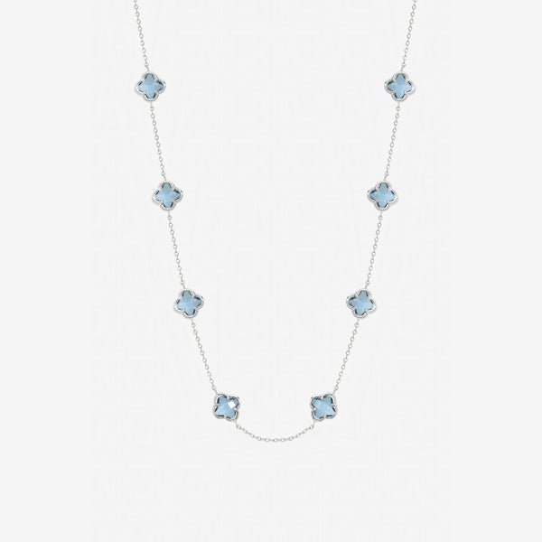 Inicio Sterling Silver Light Sapphire Clover Necklace - Gift Pouch