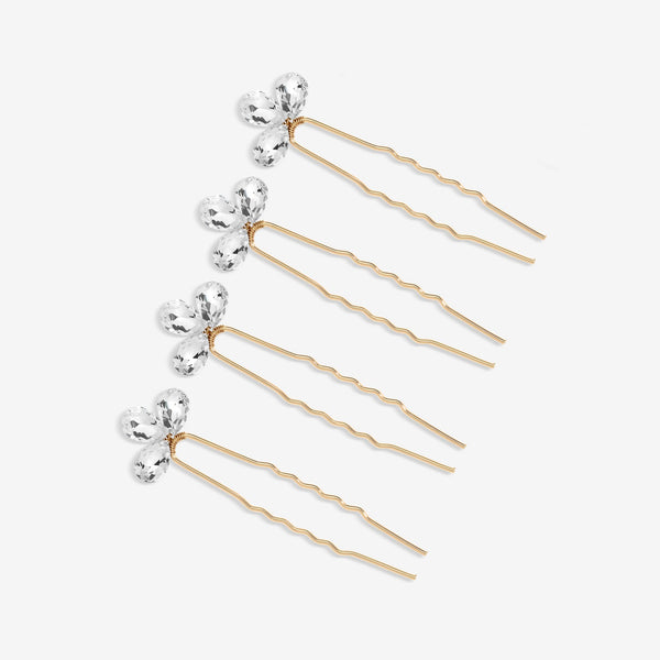 Jon Richard Gold Plated Crystal Leaf Hair Pins