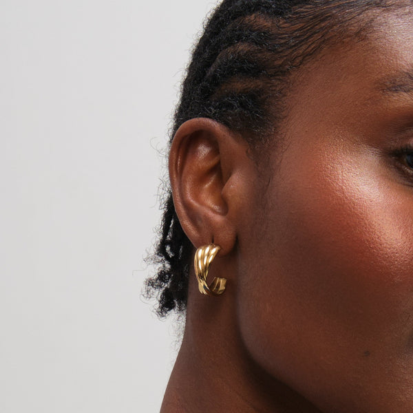 Jon Richard Gold Plated Waterproof Interlock Hoop Earrings