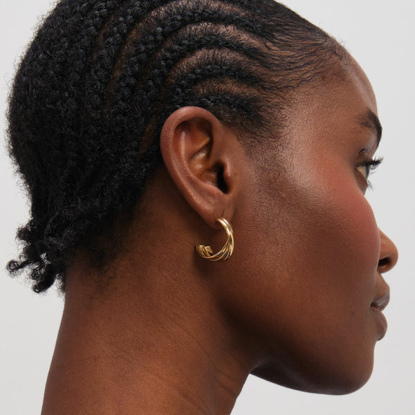 Jon Richard Gold Plated Waterproof Interlock Hoop Earrings