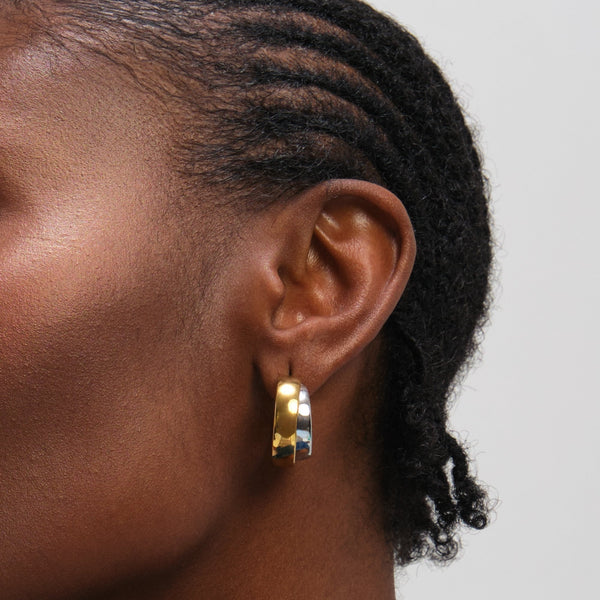 Jon Richard Two Tone Waterproof Double Row Hoop Earrings