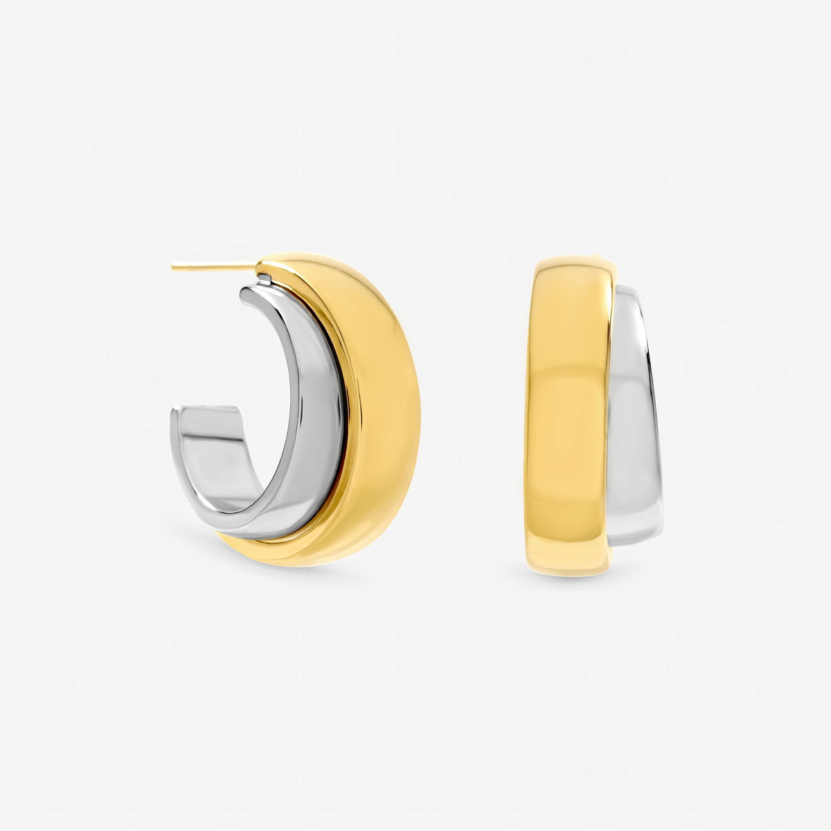 Jon Richard Two Tone Waterproof Double Row Hoop Earrings
