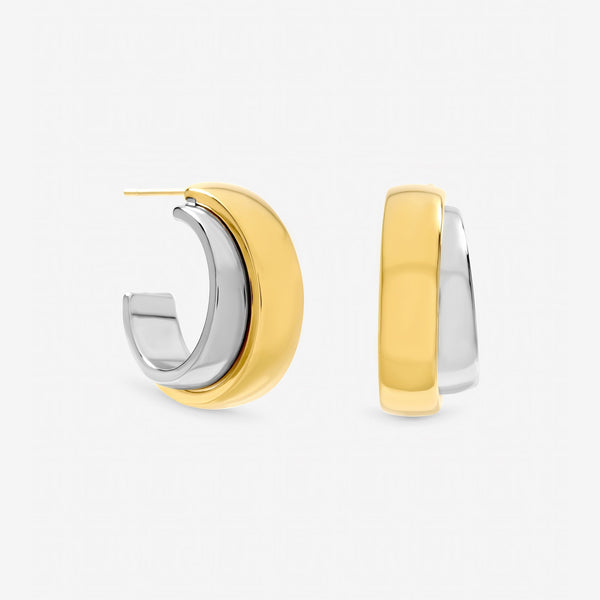 Jon Richard Two Tone Waterproof Double Row Hoop Earrings