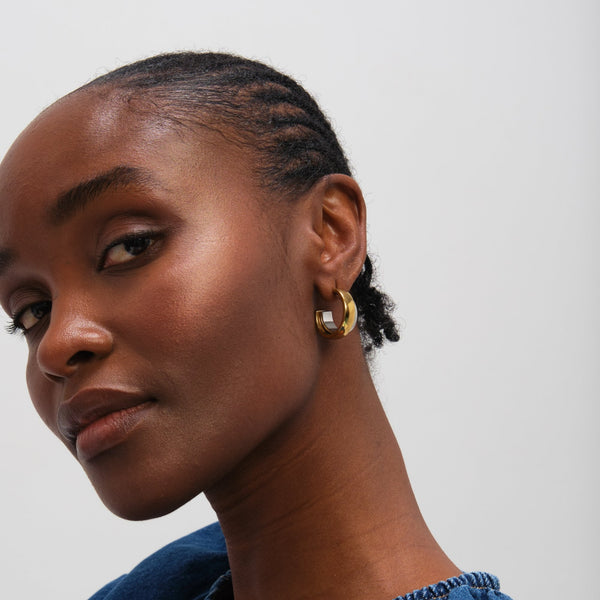 Jon Richard Two Tone Waterproof Double Row Hoop Earrings