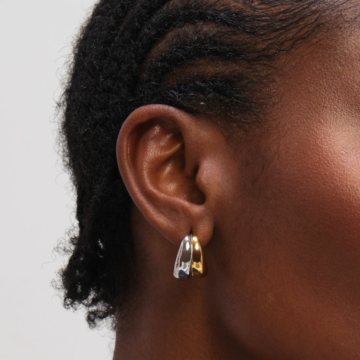 Jon Richard Two Tone Waterproof Ribbed Dome Earrings