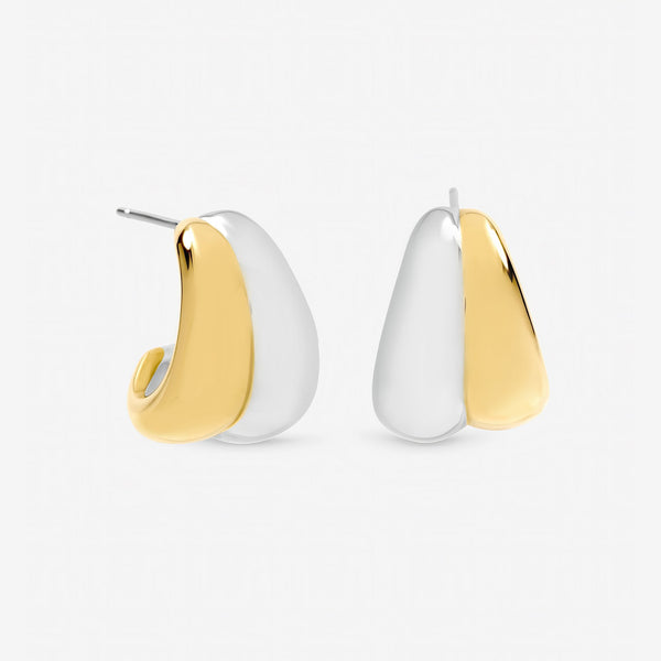 Jon Richard Two Tone Waterproof Ribbed Dome Earrings