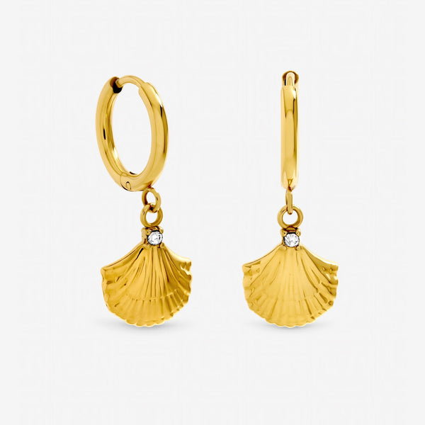 Jon Richard Gold Plated Waterproof Shell Hoop Earrings