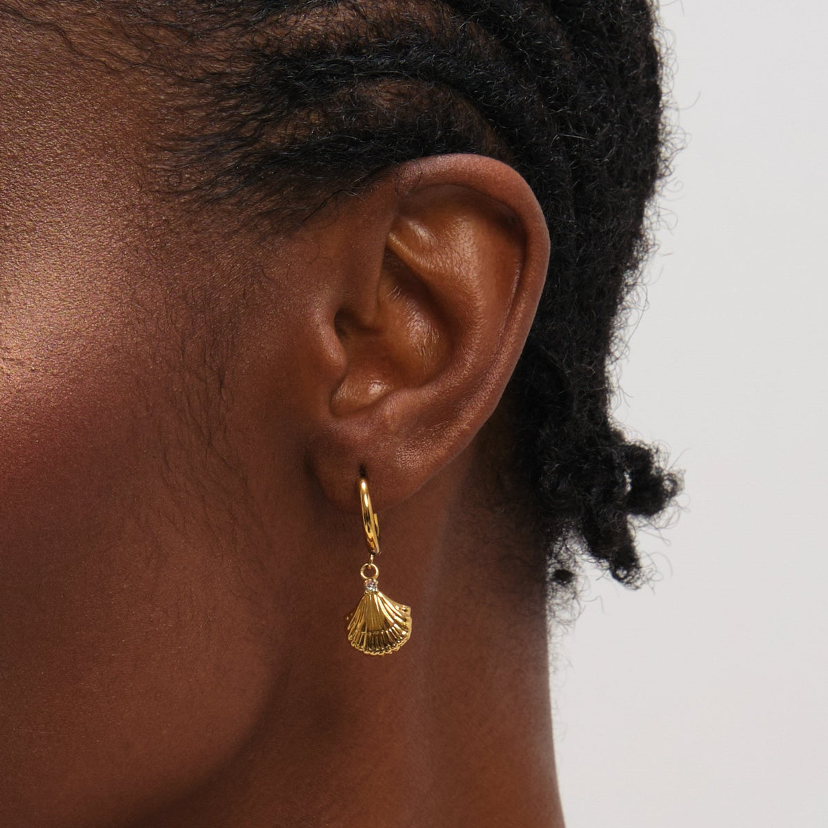 Jon Richard Gold Plated Waterproof Shell Hoop Earrings
