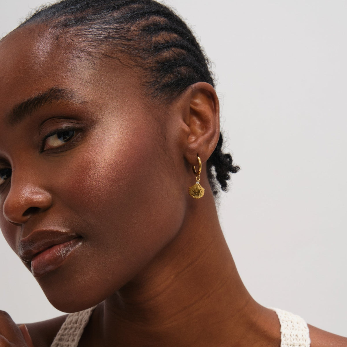 Jon Richard Gold Plated Waterproof Shell Hoop Earrings