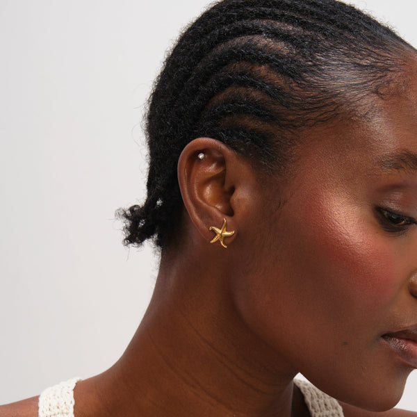 Jon Richard Gold Plated Waterproof Coastal Starfish Earrings