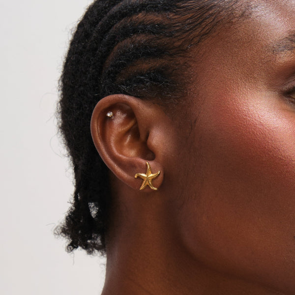 Jon Richard Gold Plated Waterproof Coastal Starfish Earrings