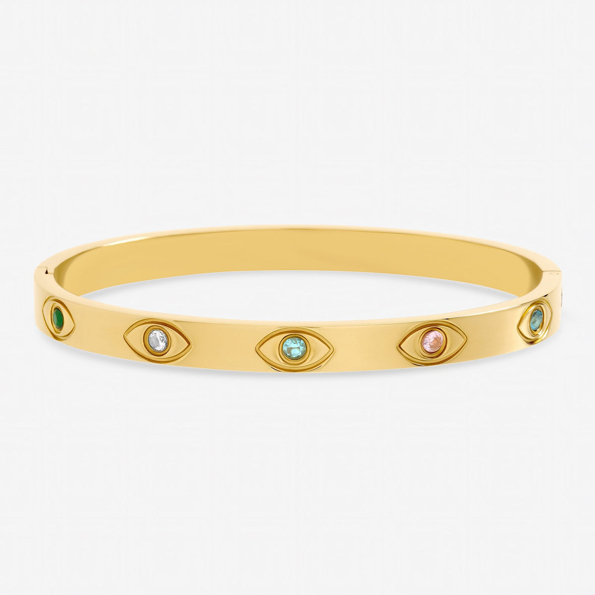 Jon Richard Gold Plated Waterpoof Multi Colour Evil Eye Bangle