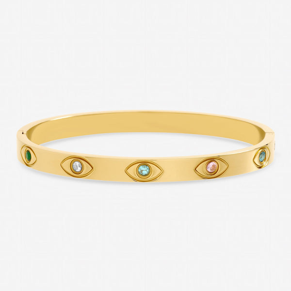 Jon Richard Gold Plated Waterpoof Multi Colour Evil Eye Bangle
