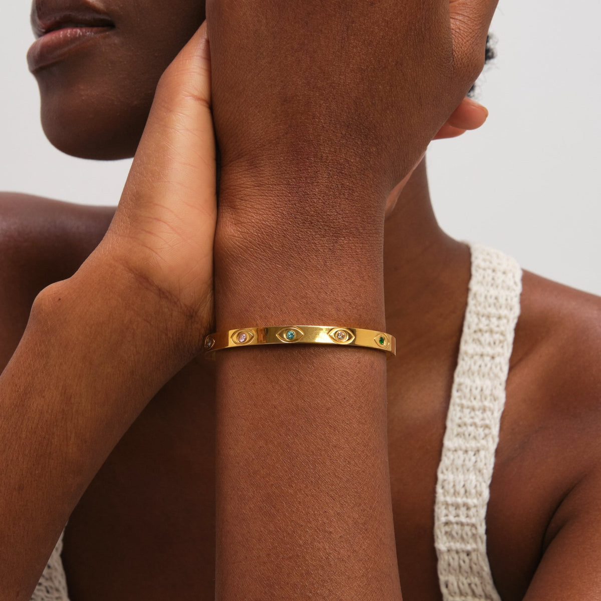 Jon Richard Gold Plated Waterpoof Multi Colour Evil Eye Bangle