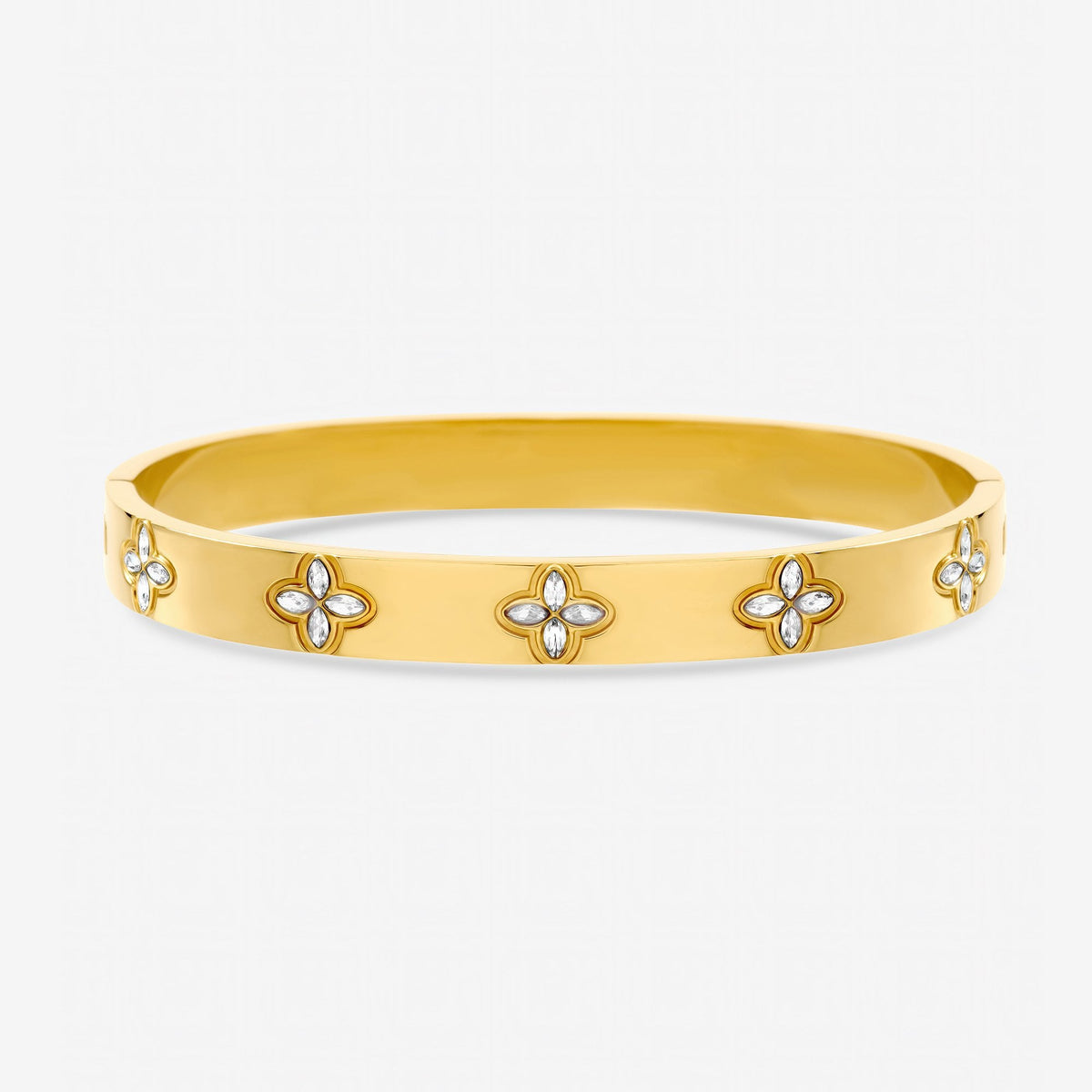 Jon Richard Gold Plated Waterproof Crystal Clover Bangle