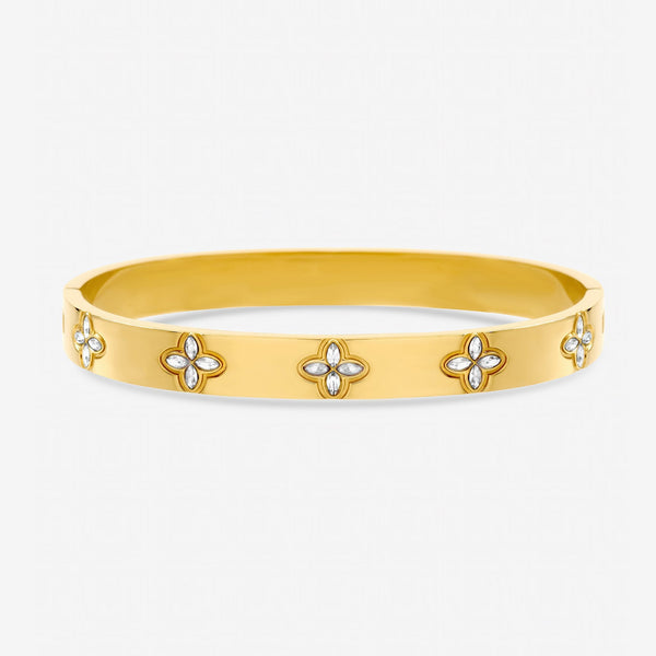 Jon Richard Gold Plated Waterproof Crystal Clover Bangle