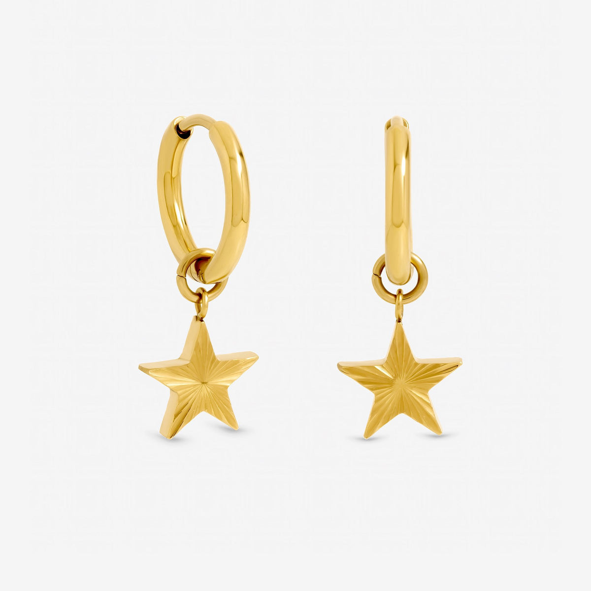 Jon Richard Gold Plated Waterproof Diamond Cut Star Huggie Earrings
