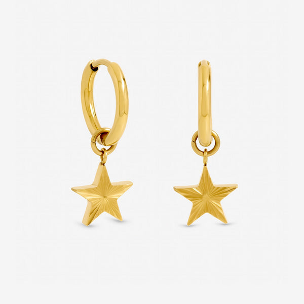 Jon Richard Gold Plated Waterproof Diamond Cut Star Huggie Earrings