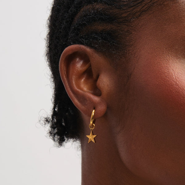 Jon Richard Gold Plated Waterproof Diamond Cut Star Huggie Earrings