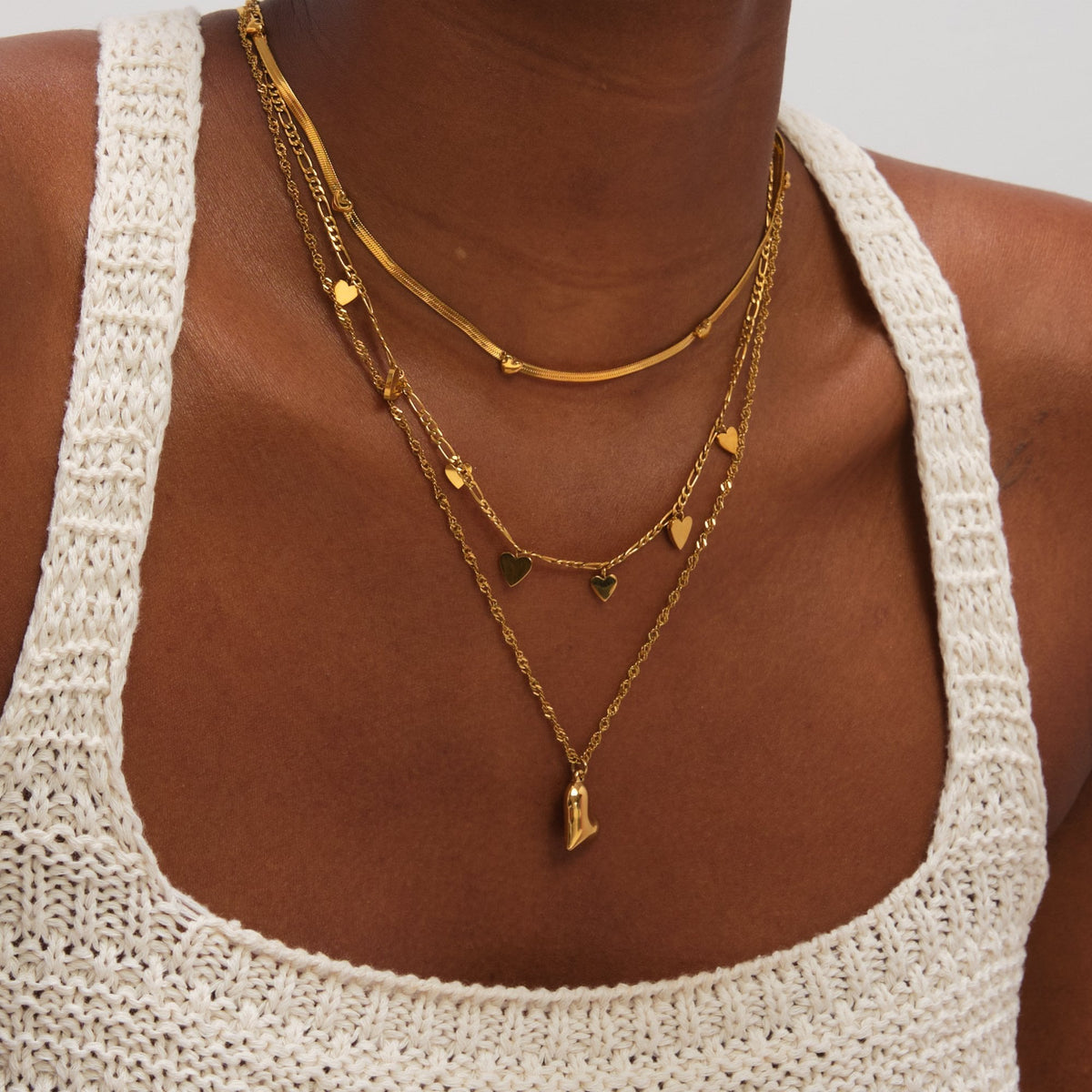 Jon Richard Gold Plated Waterproof Heart Double Row Necklace