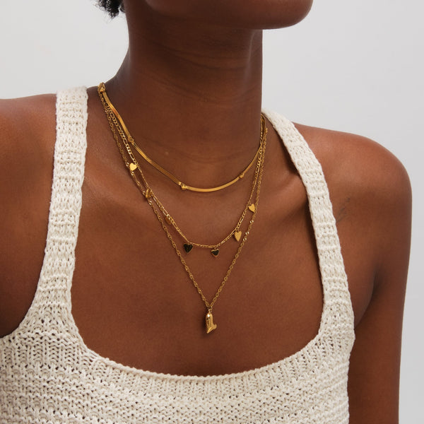 Jon Richard Gold Plated Waterproof Heart Double Row Necklace