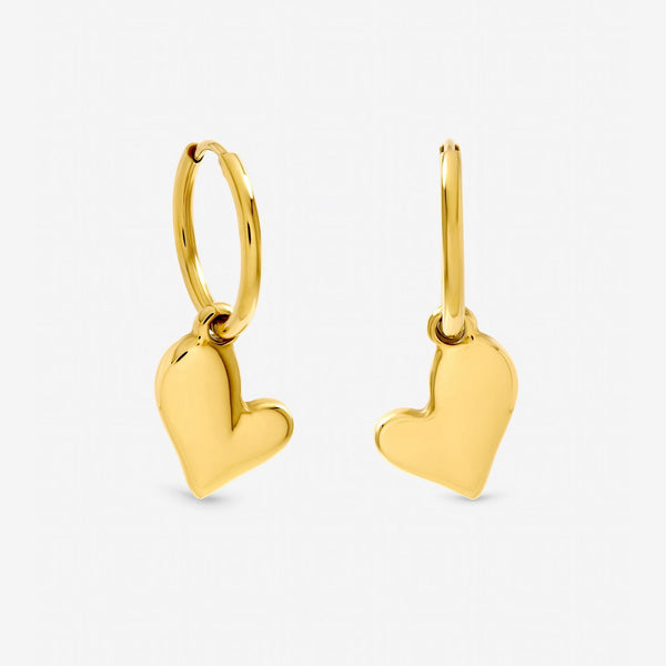 Jon Richard Gold Plated Waterproof Heart Charm Hoop Earrings