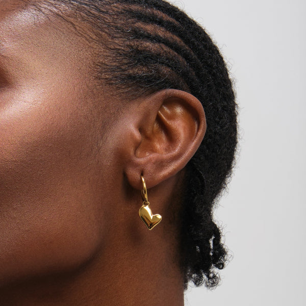 Jon Richard Gold Plated Waterproof Heart Charm Hoop Earrings